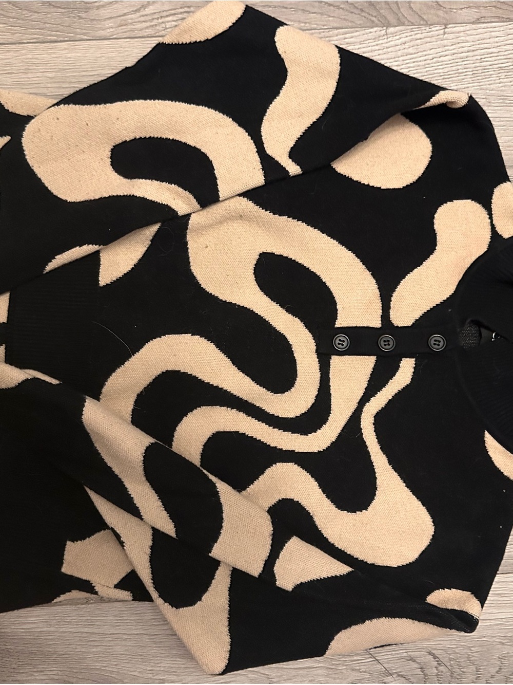 Cider Black and Beige Abstract Knit Cardigan